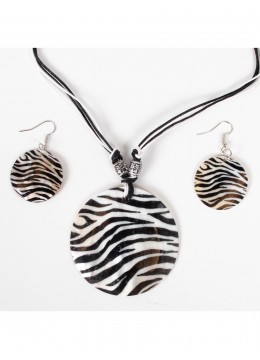 Fashion Zebra Print Necklace and Earring Set